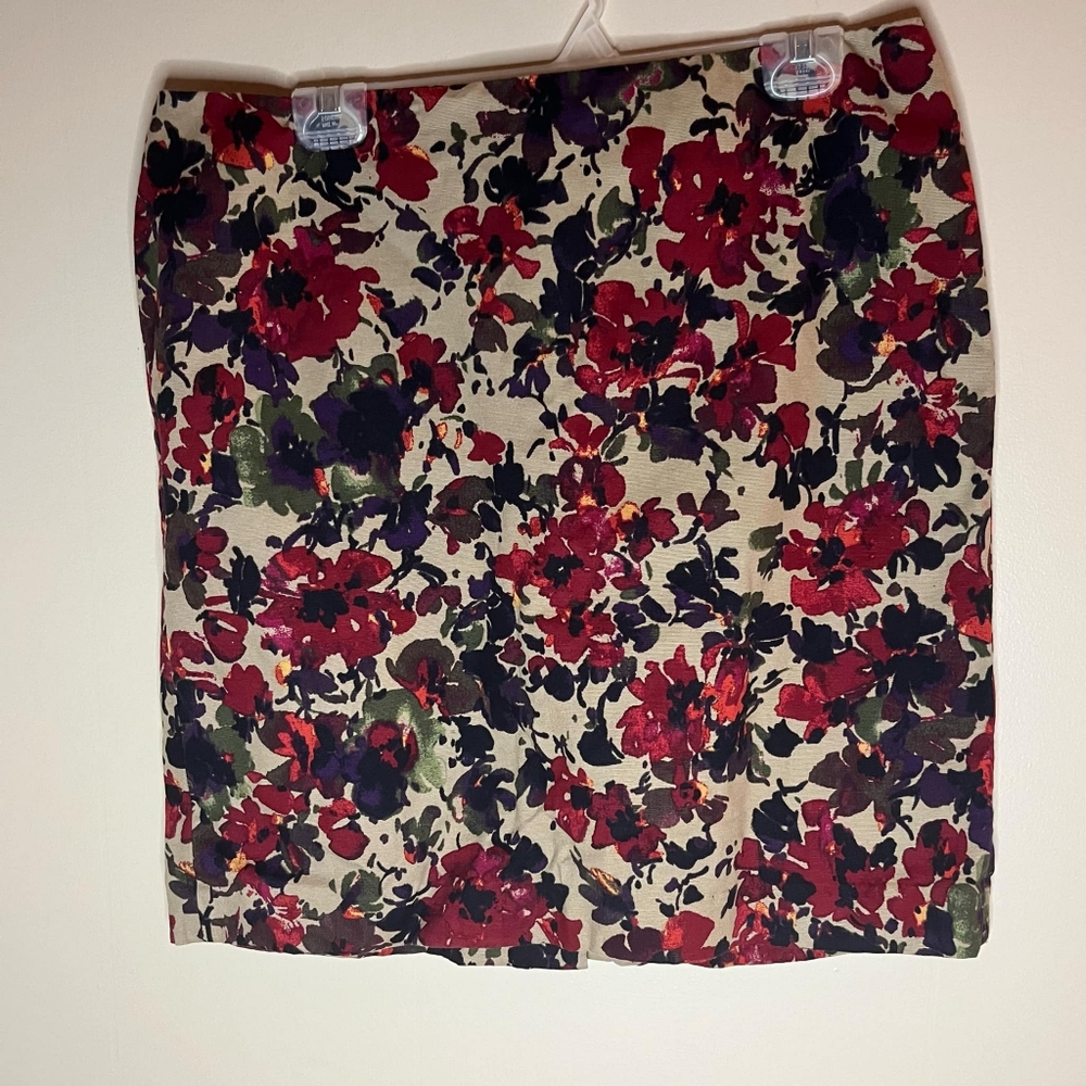 Talbots 16P Fall Floral Khaki Midi Pencil Skirt